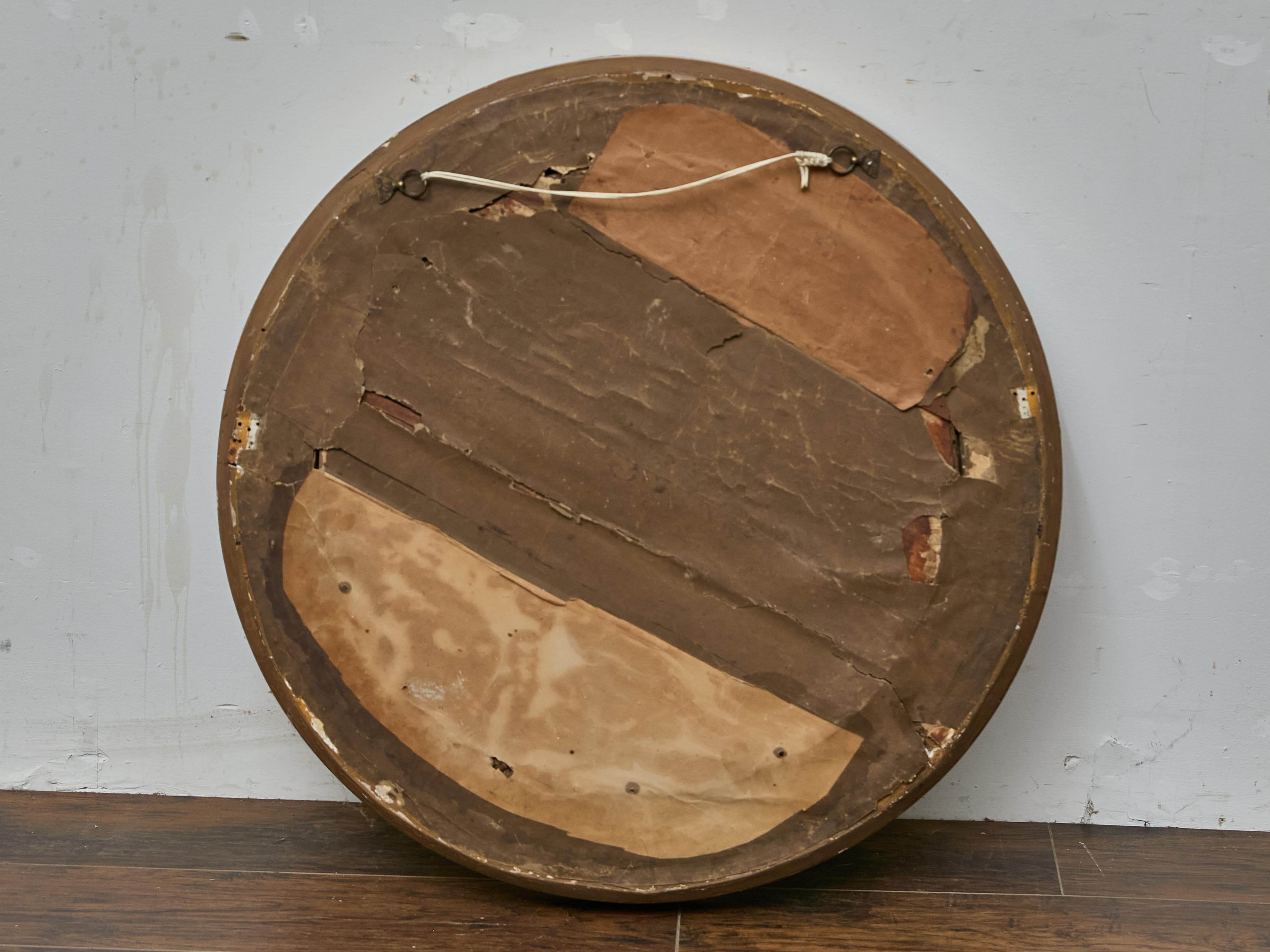 Englischer konvexer Spiegel aus Giltwood mit ebonisierten Bossen, 19. im Angebot 6