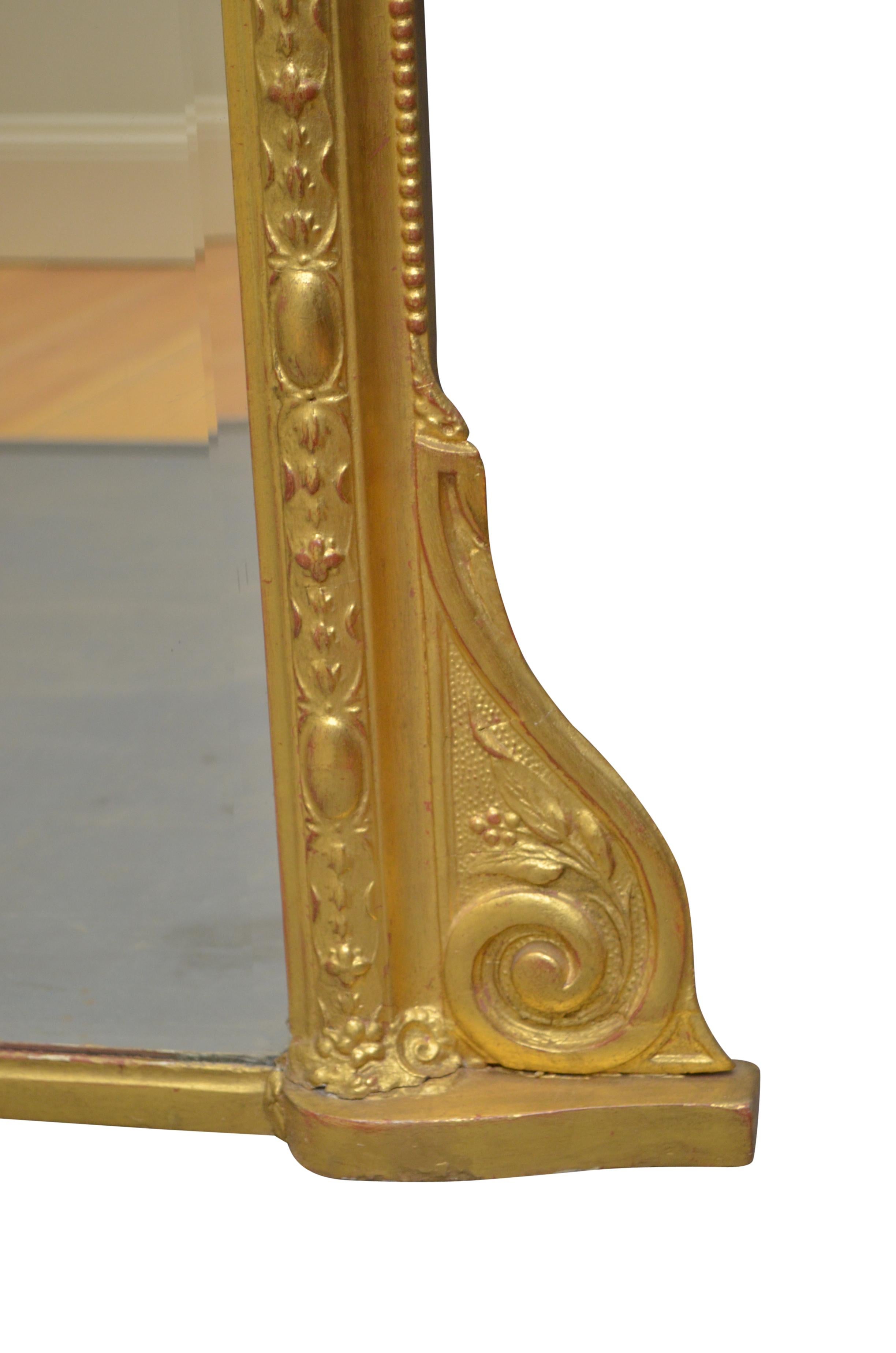 English Giltwood Mantel Mirror  or Wall Mirror H145cm For Sale 3