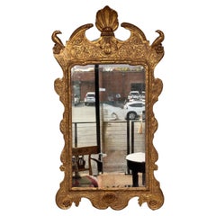 English Giltwood Mirror With Shell Crest