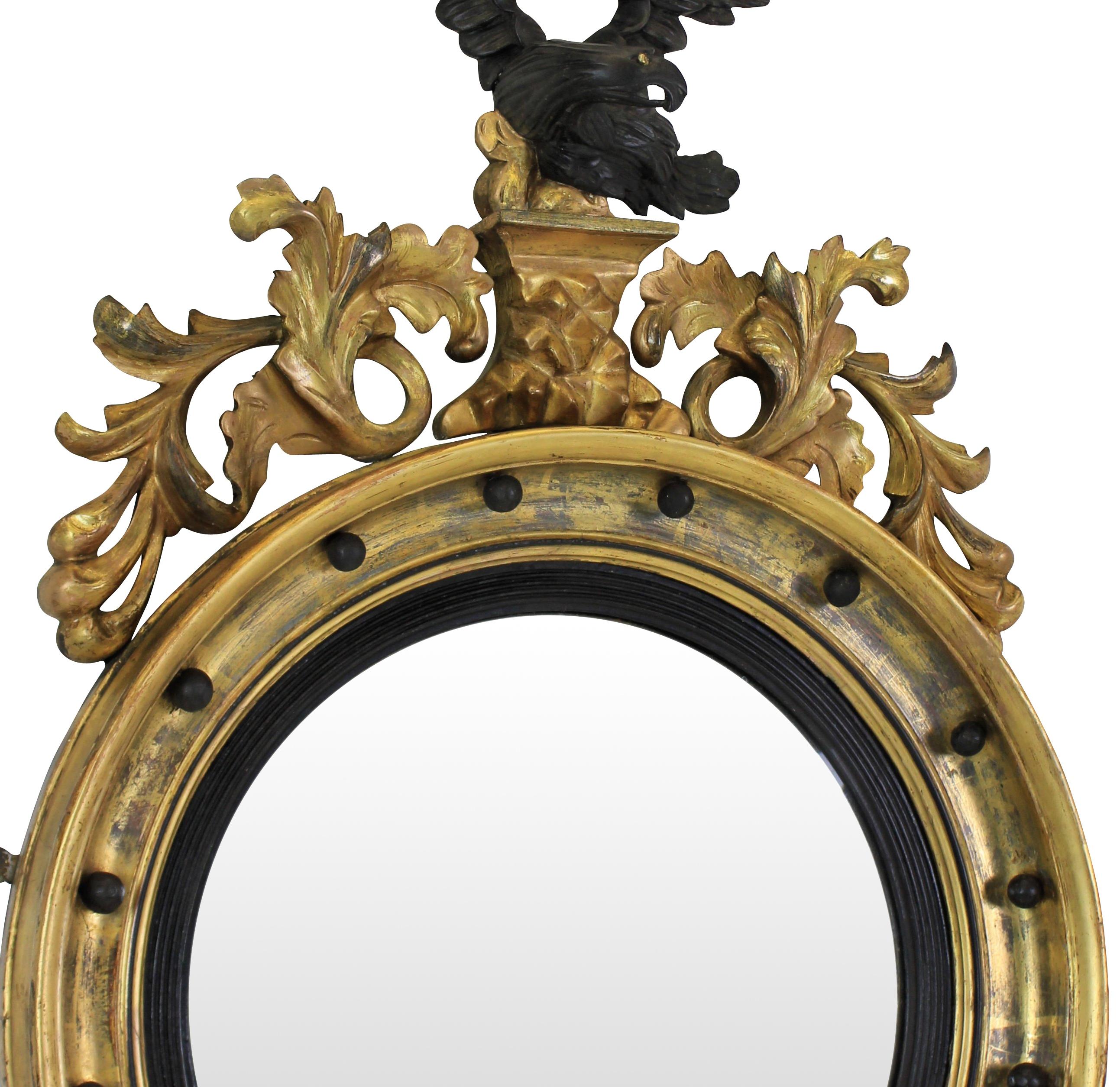 English Giltwood Regency Convex Mirror 3