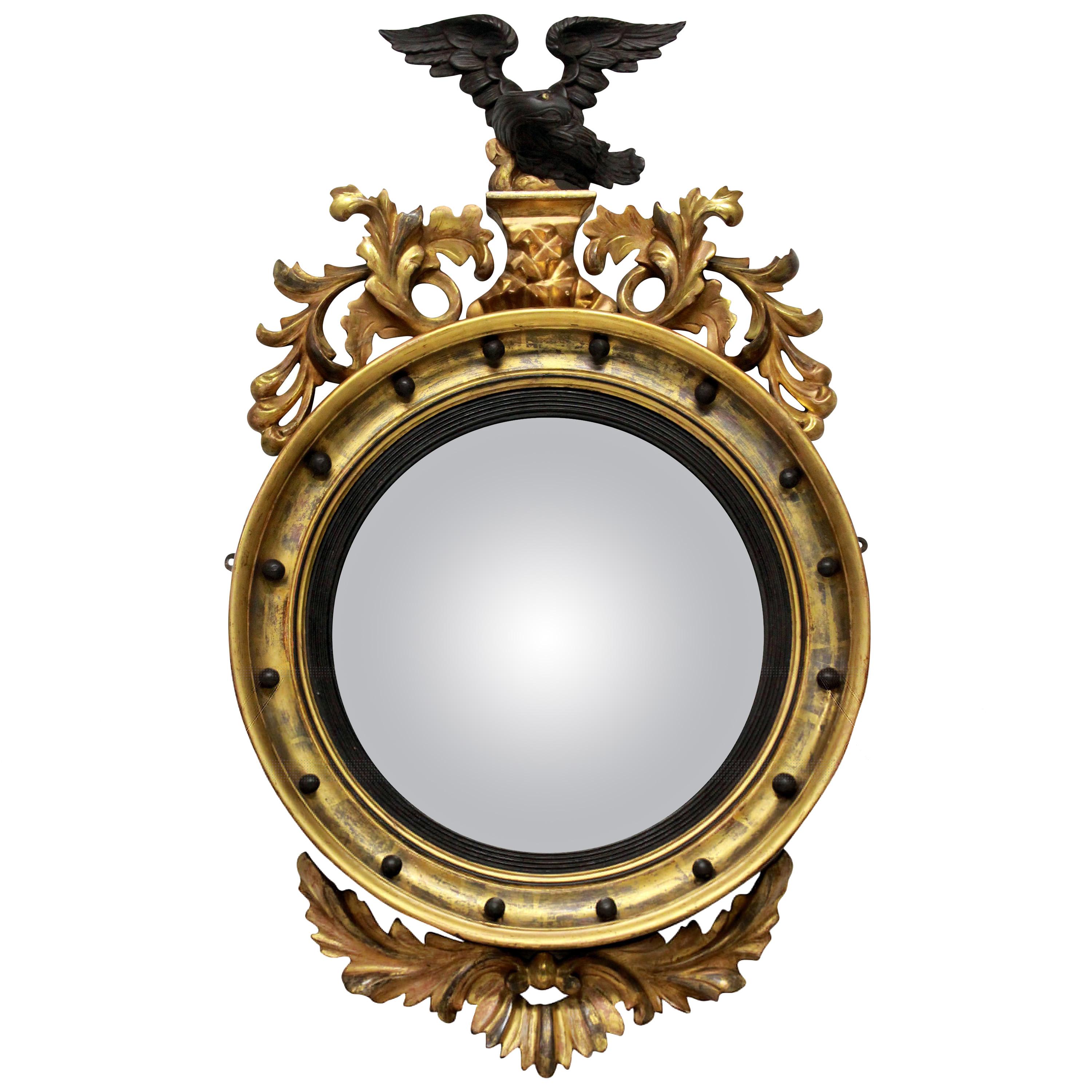 English Giltwood Regency Convex Mirror