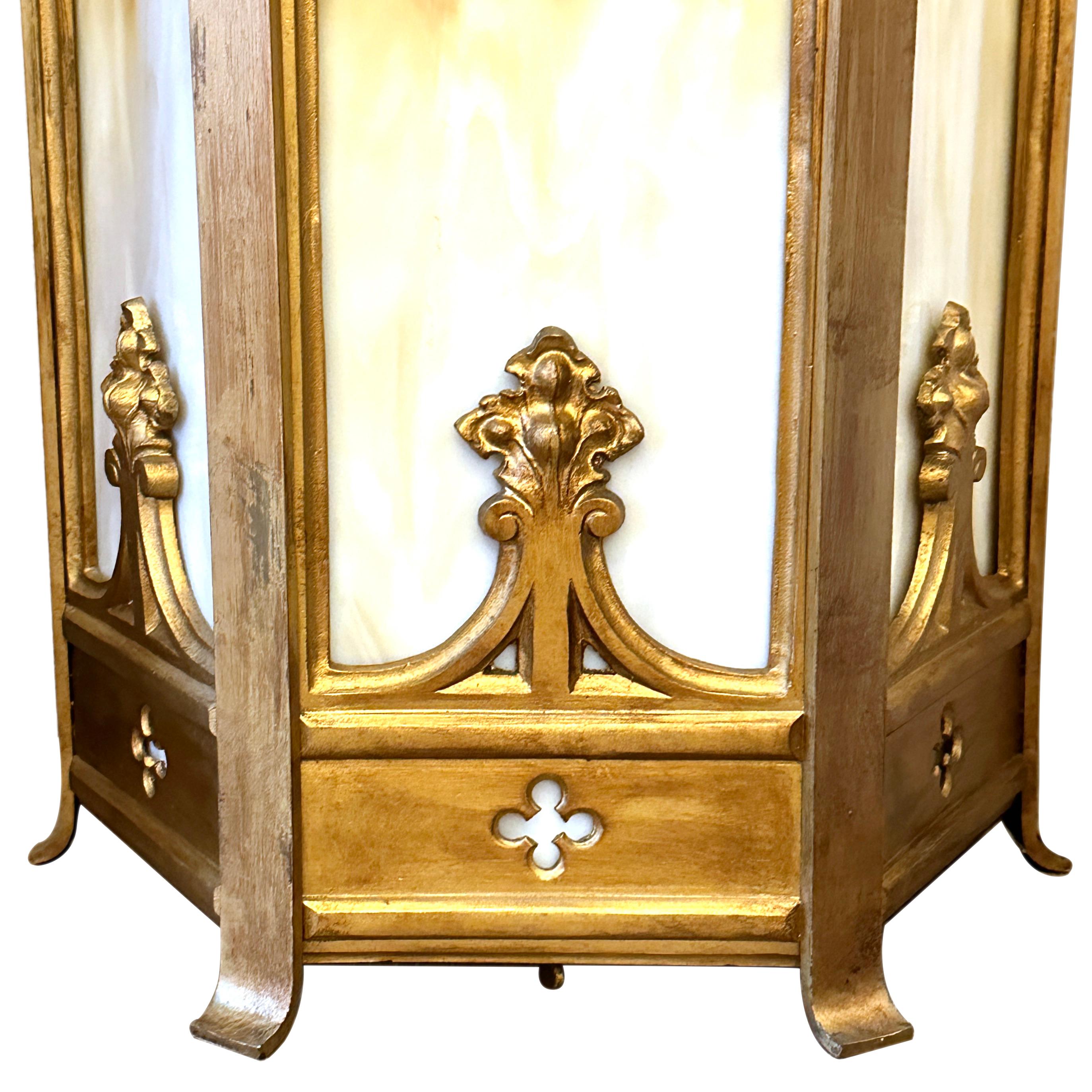 English Glass Panel Gilt Sconces In Good Condition For Sale In New York, NY