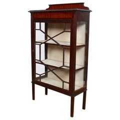 English Glazed Bookcase Edwardian Astragal Display Cabinet Mahogany