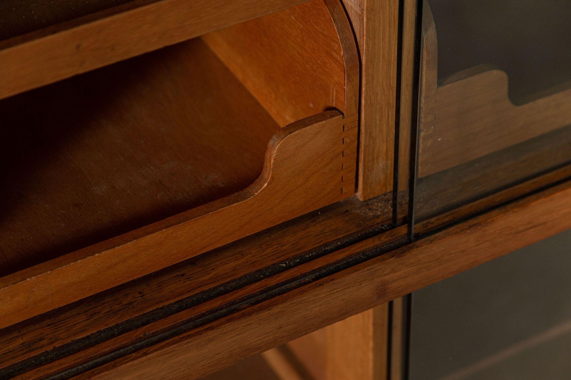 English Glazed Oak Haberdashery Cabinet For Sale 8