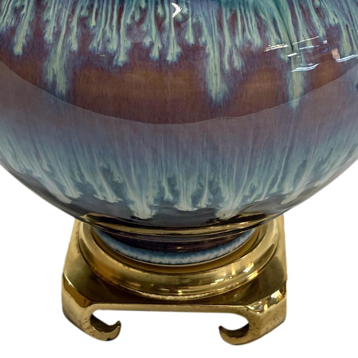 Early 20th Century English Glazed Porcelain Table Lamp For Sale