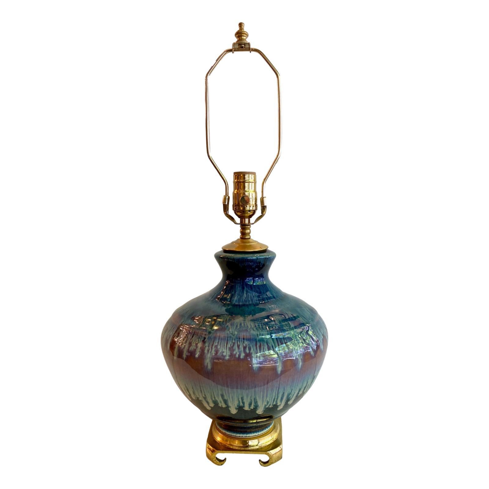 Lampe de bureau anglaise en porcelaine émaillée