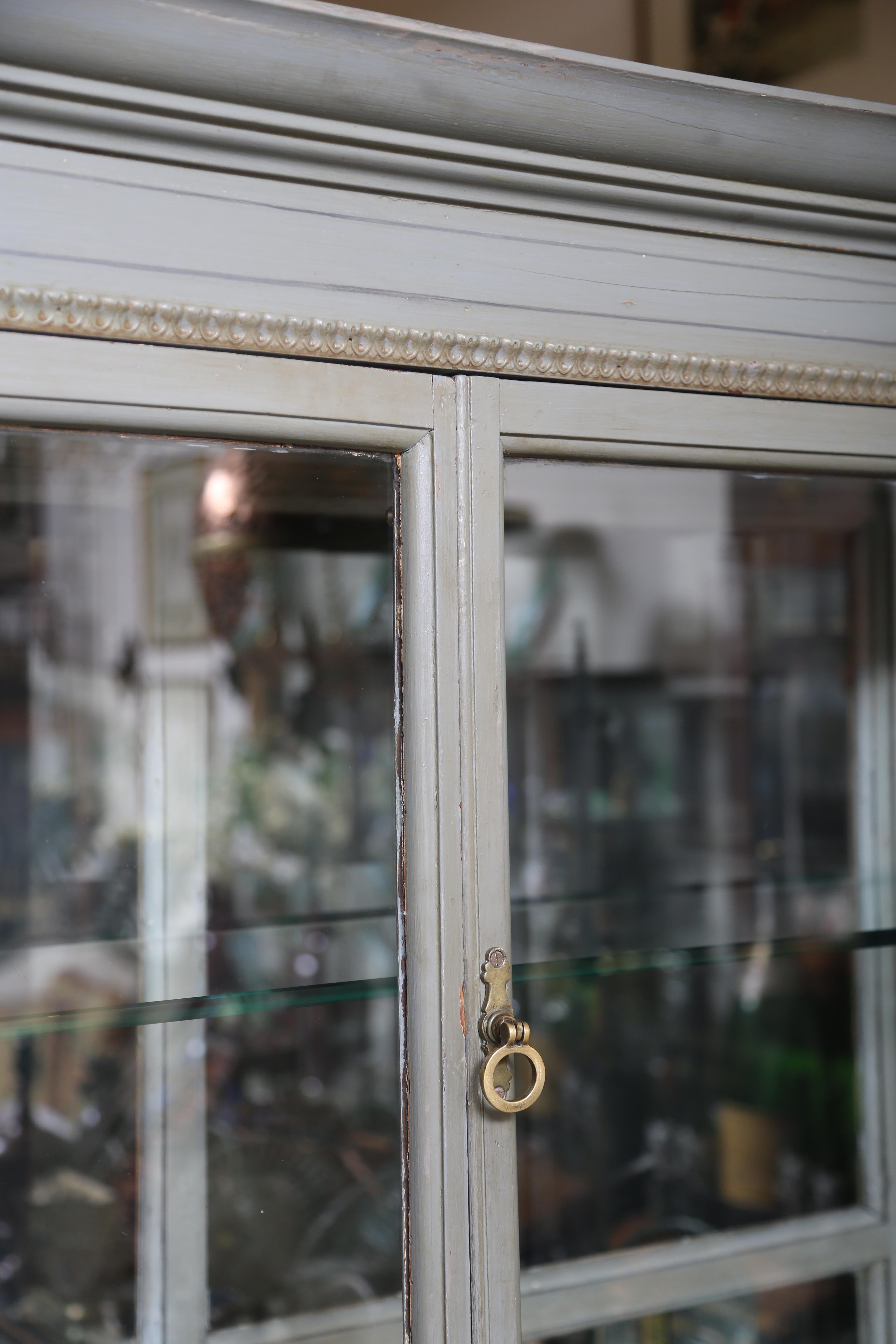  Two-Door Apothecary Cabinet in Gray paint with-English, 19th c. 3