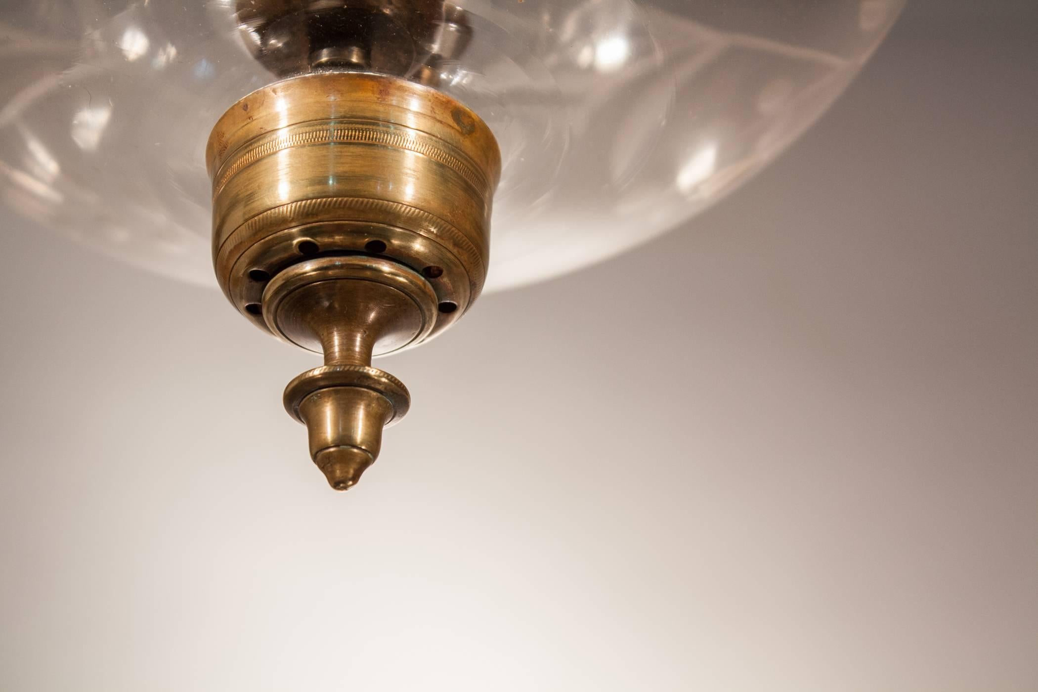 Brass English Globe Bell Jar Lantern with Vine Etching
