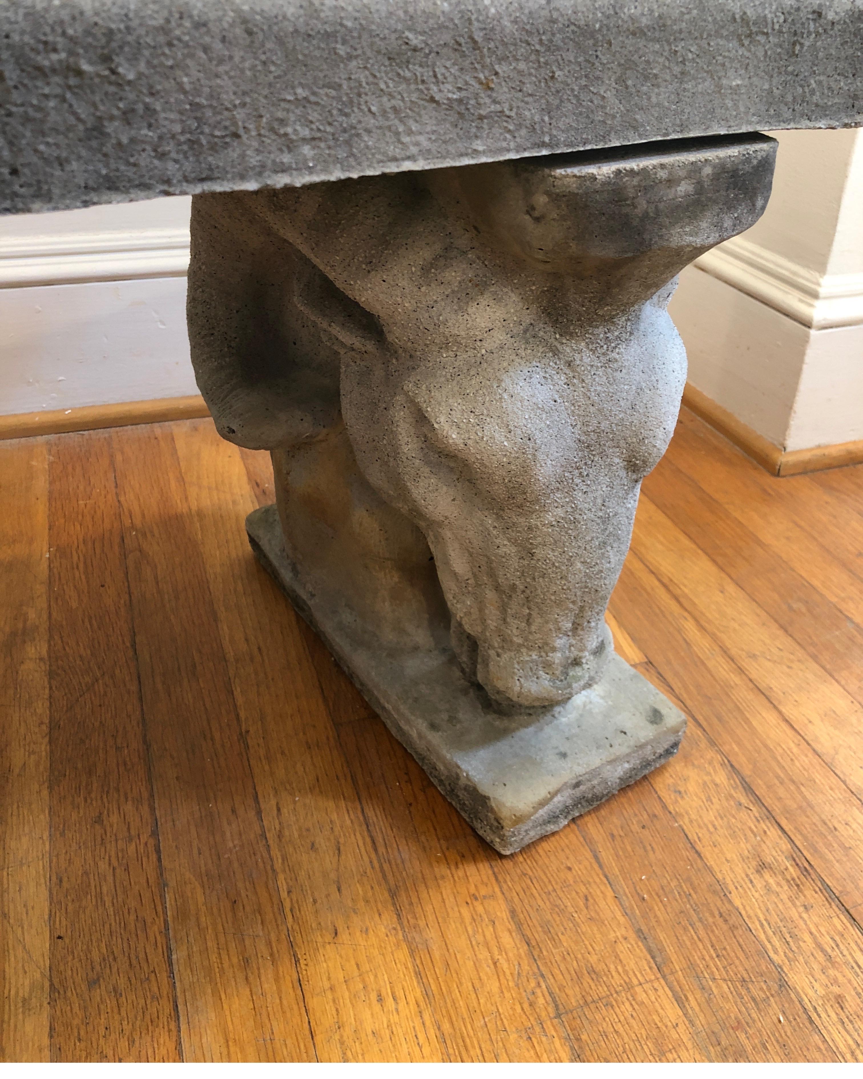 20th Century English Goat Head/Ram Head Stone Garden Bench