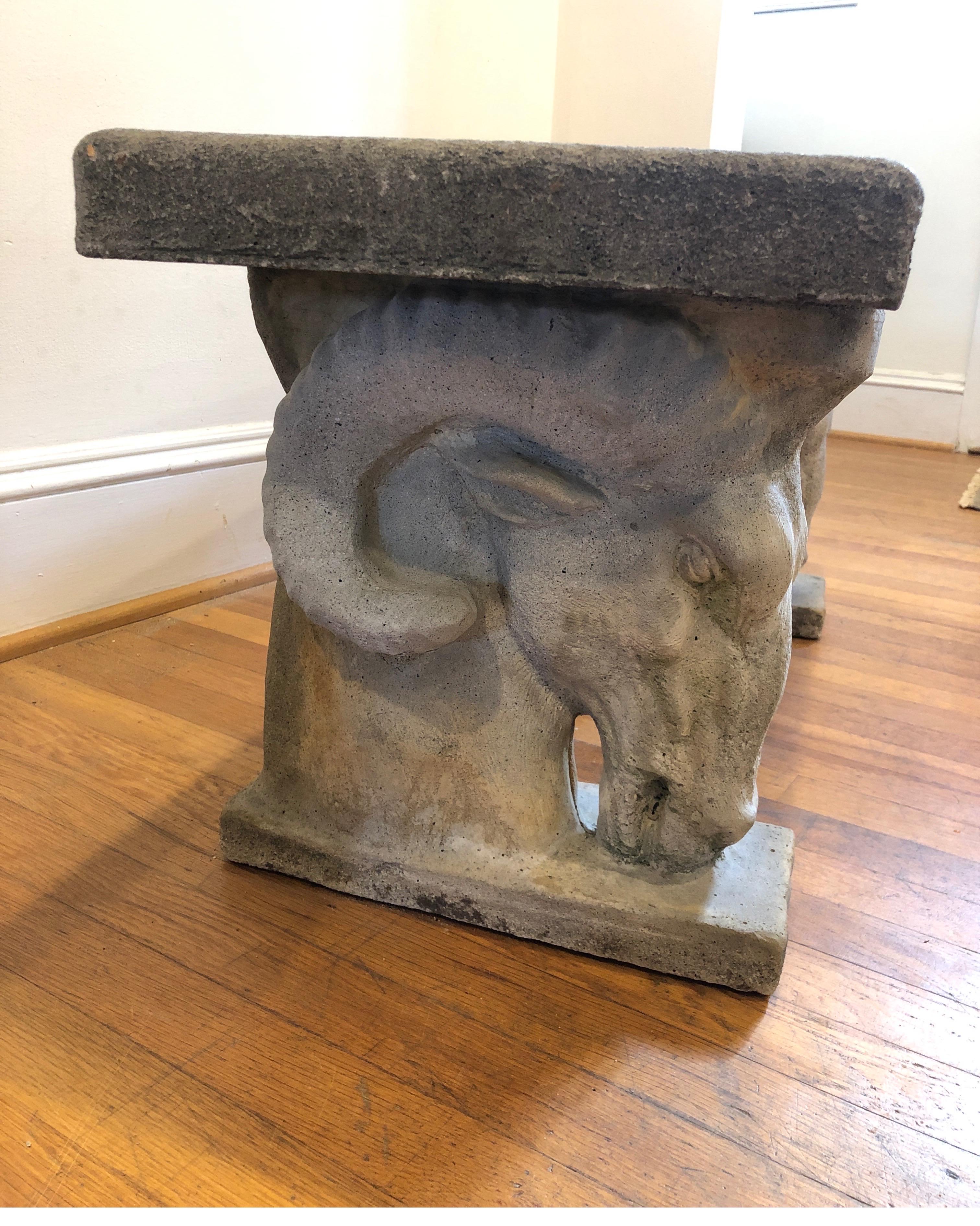 English Goat Head/Ram Head Stone Garden Bench 3