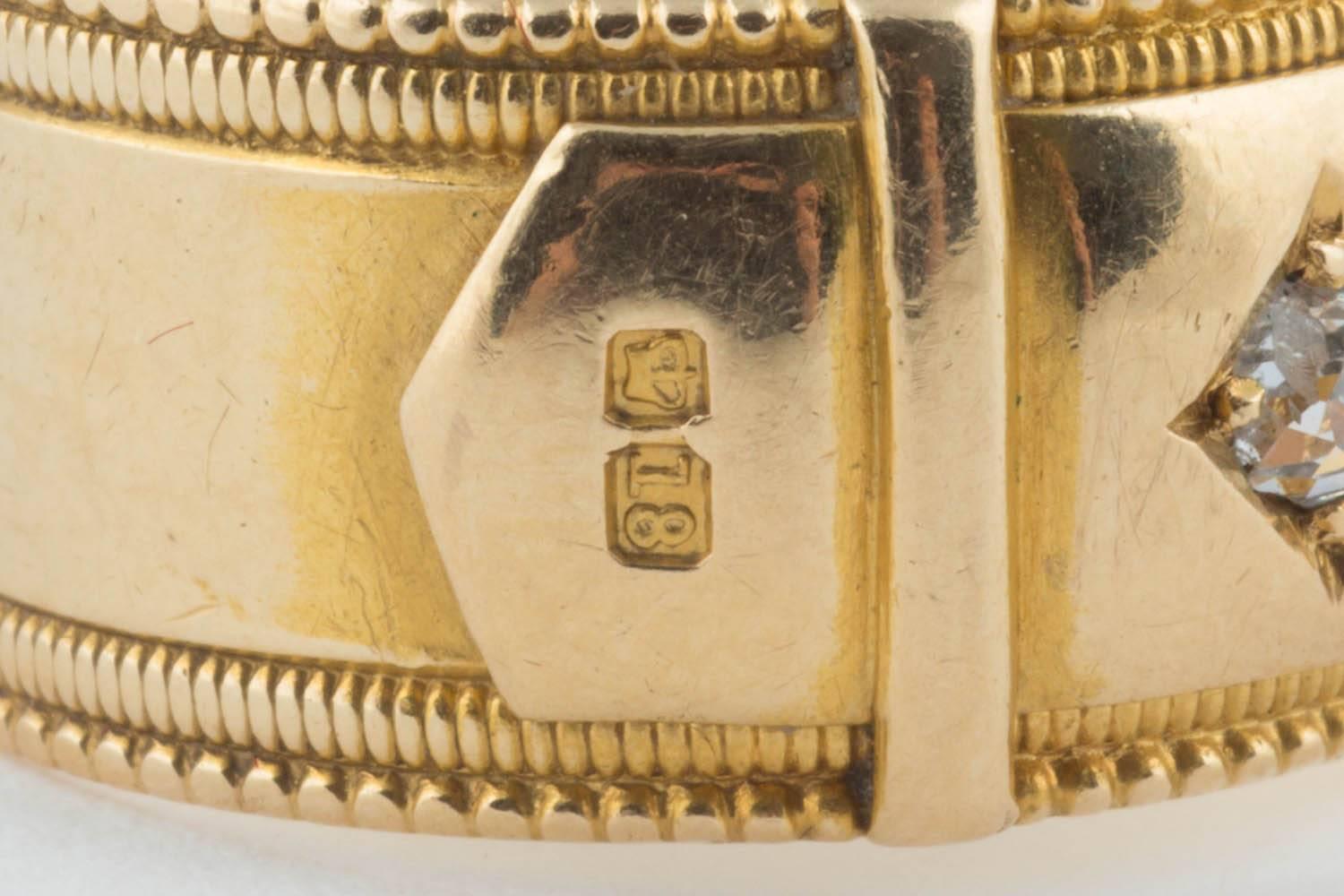 English 18k Gold and Diamond Buckle Ring, 20th century 1