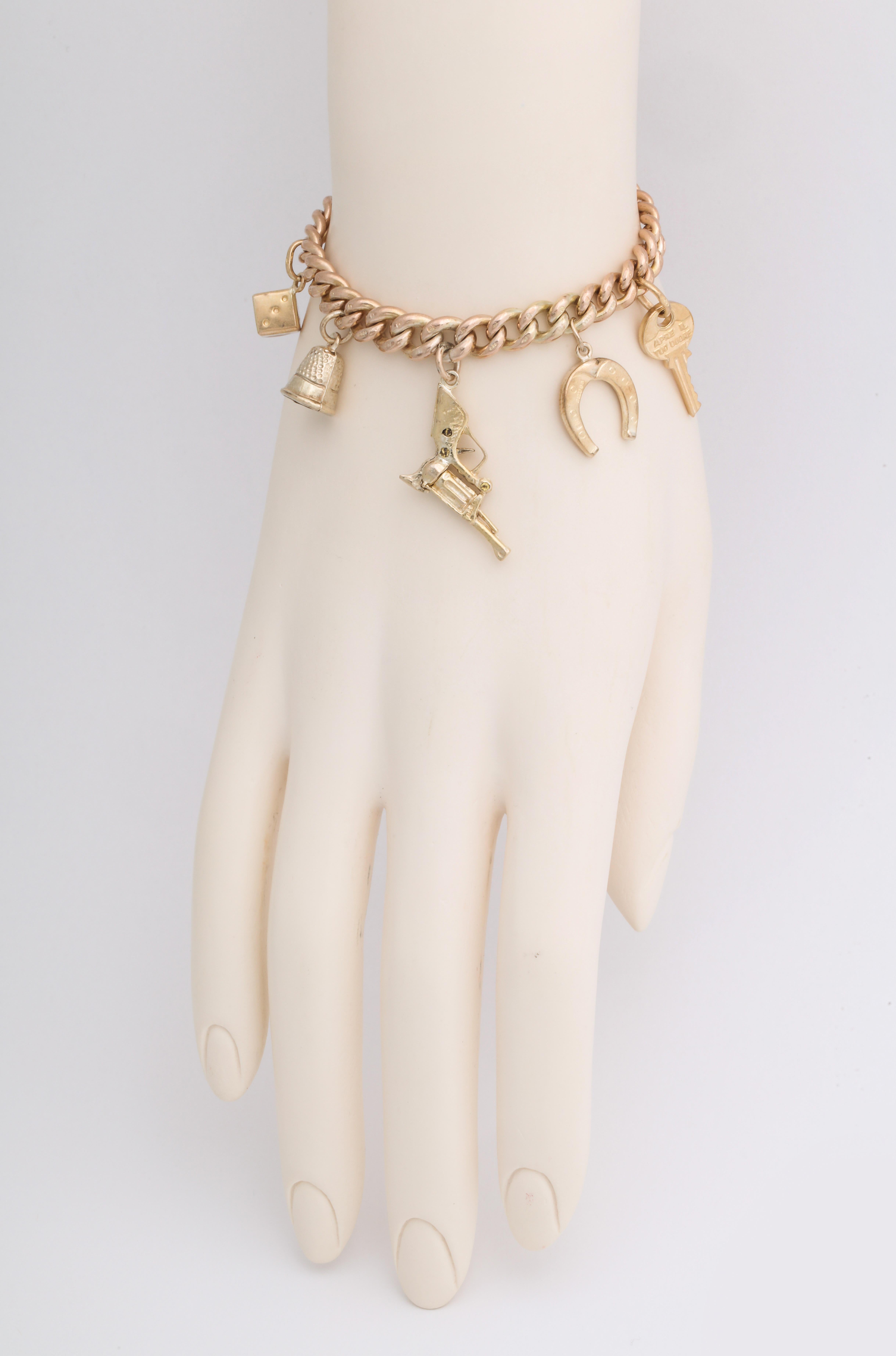 English 18k and 9k Gold Charm Bracelet, Birmingham, 1950s 6