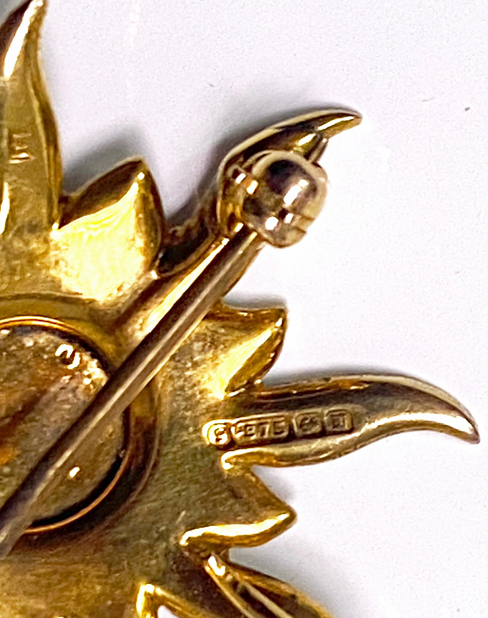 Englisch Gold Perle Starburst Brosche Anhänger Birmingham 1911 für Damen oder Herren