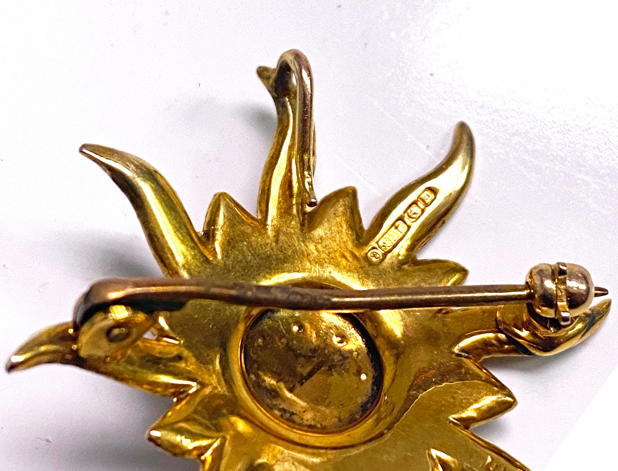 Englisch Gold Perle Starburst Brosche Anhänger Birmingham 1911 1
