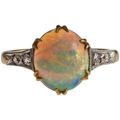 English Gold, Platinum, Diamond and Opal Ring