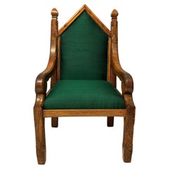 English Gothic Armchair in Emerald Silk