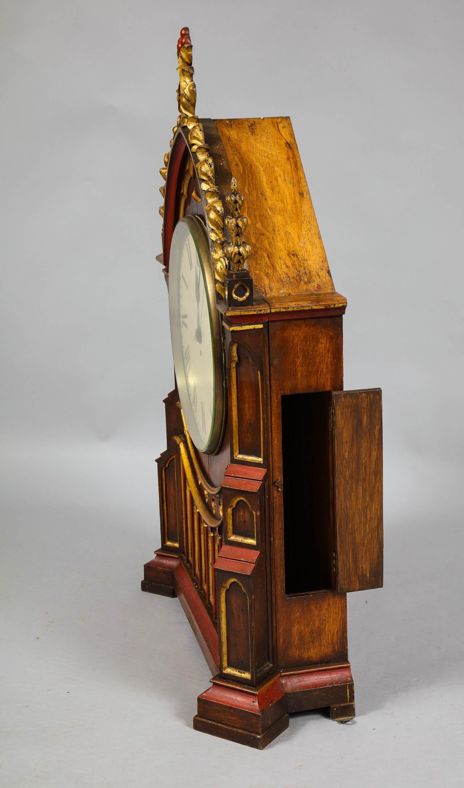 Oak English Gothic Fusee Clock For Sale