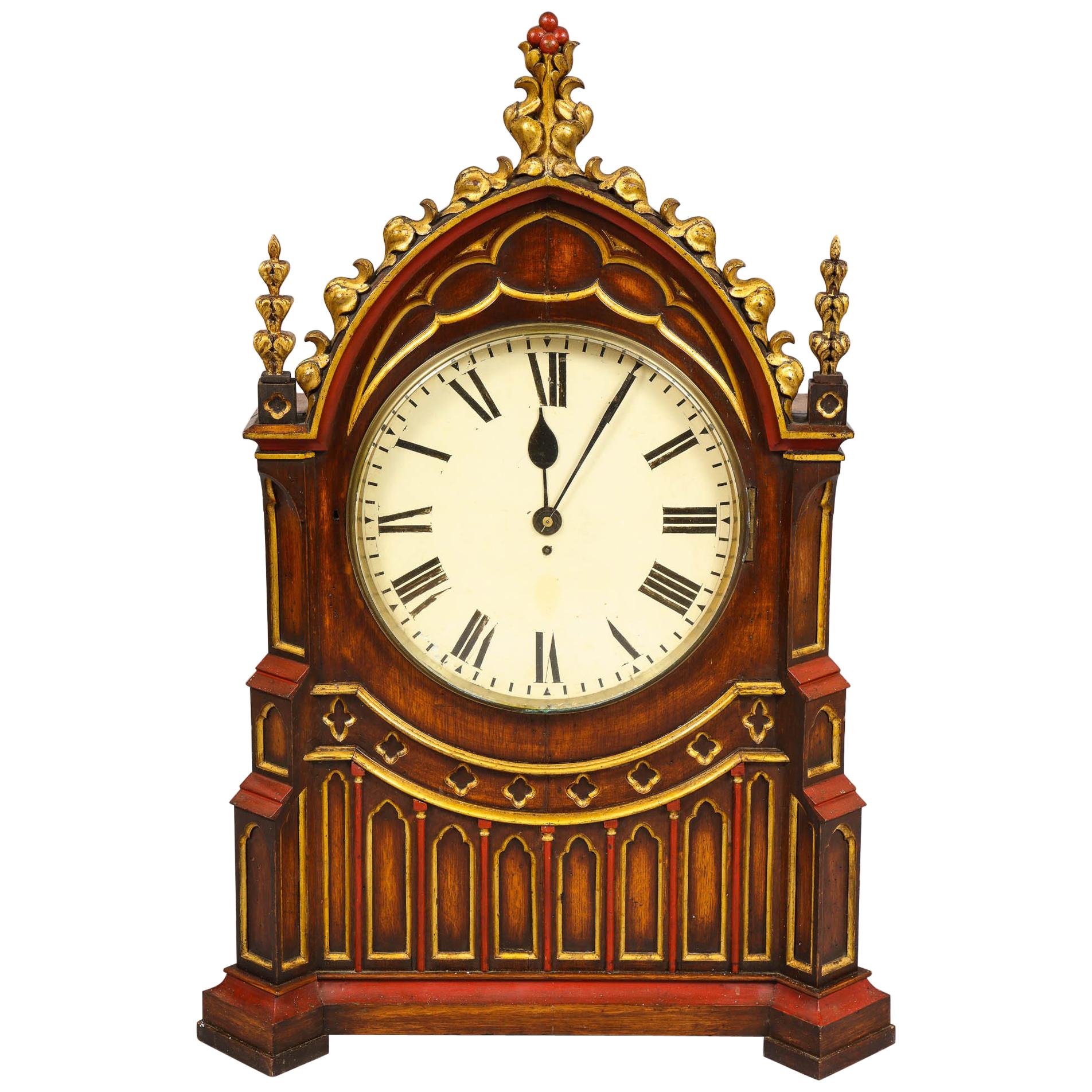English Gothic Fusee Clock For Sale