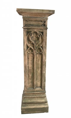 English Gothic Pedestal Column Garden Stone Table