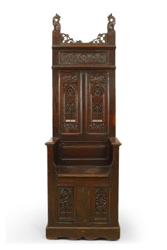 English Gothic Revival Carved Throne Chair