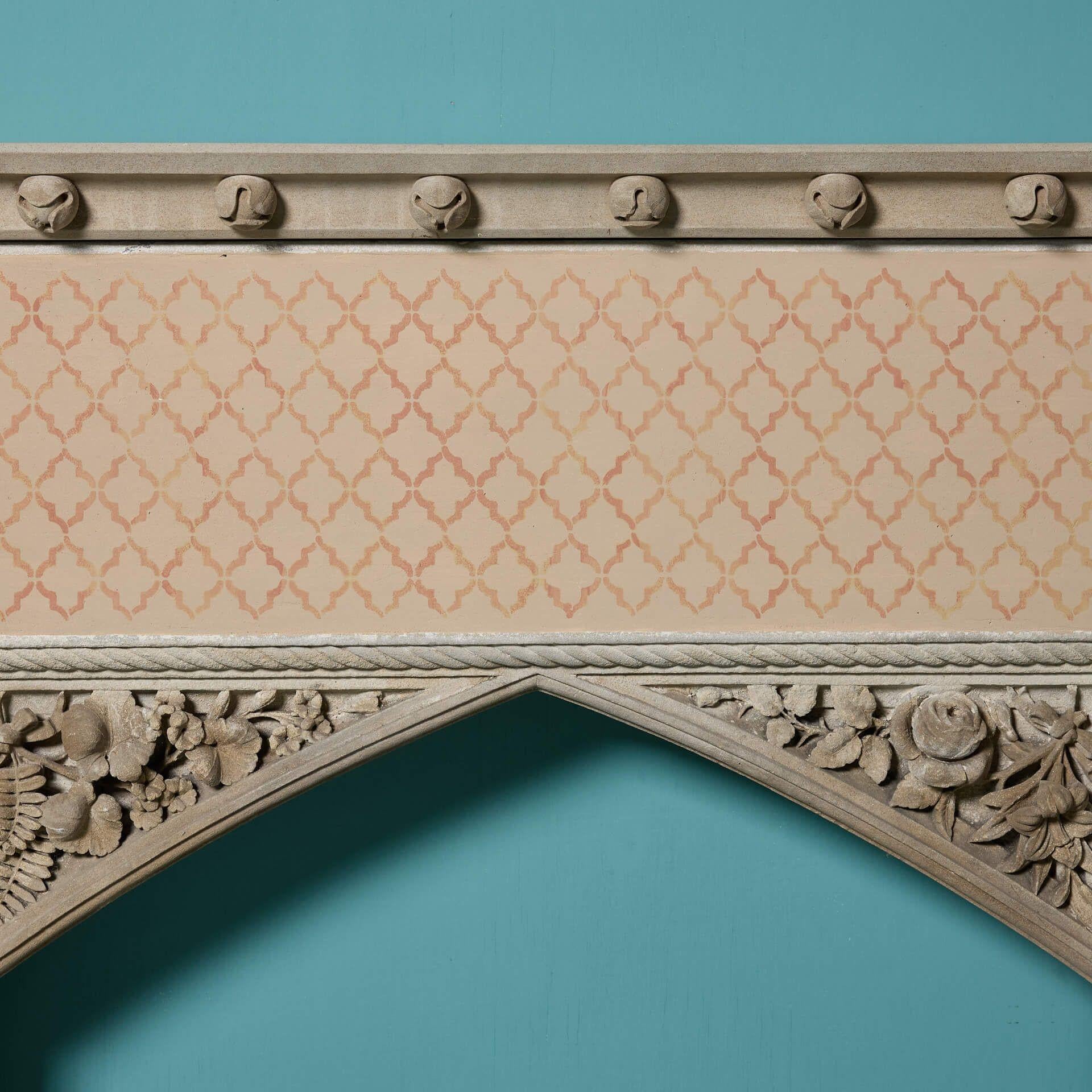 Repisa de chimenea gótica inglesa, circa 1860 siglo XIX en venta