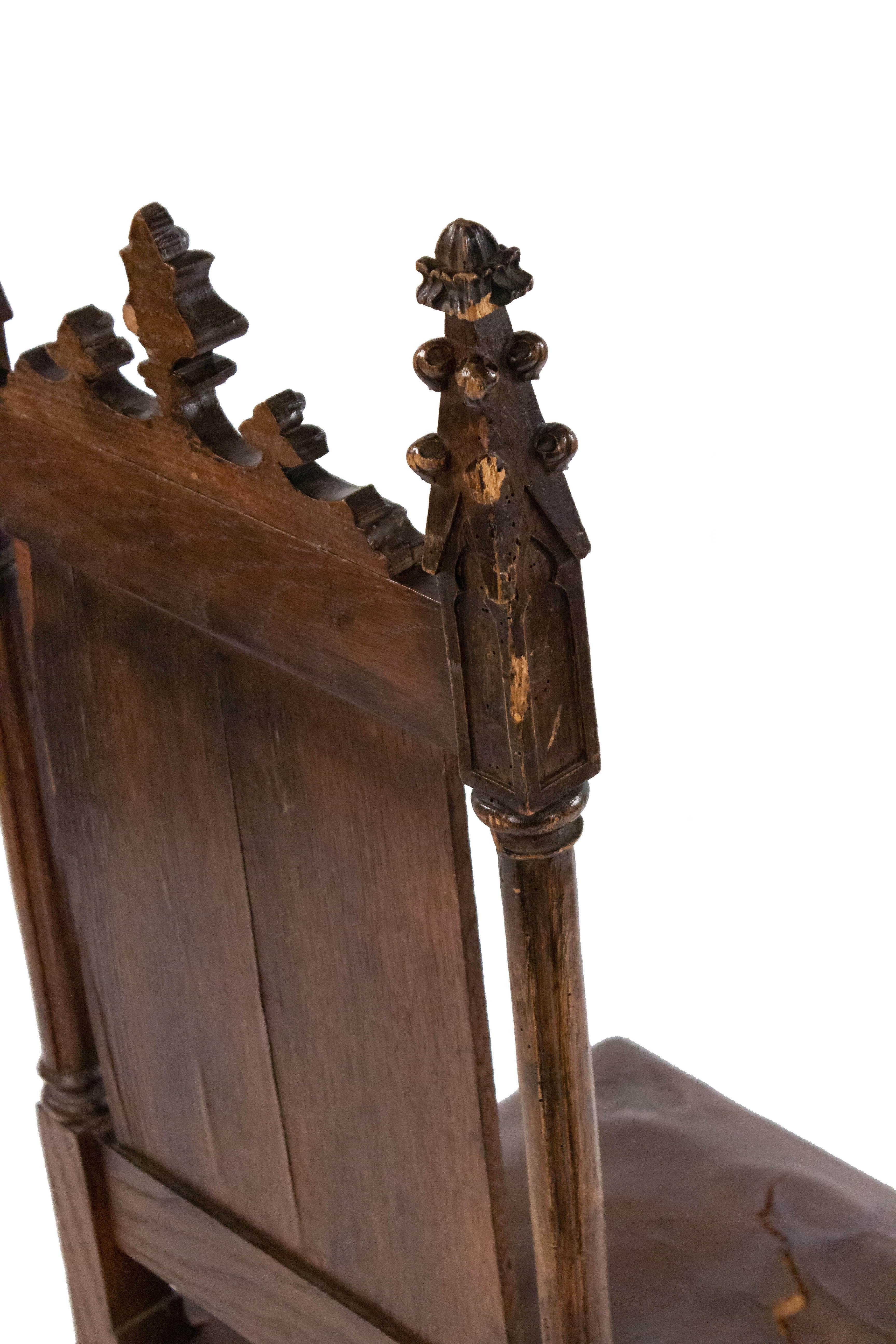 English Gothic Revival Leather Side Chairs For Sale 1