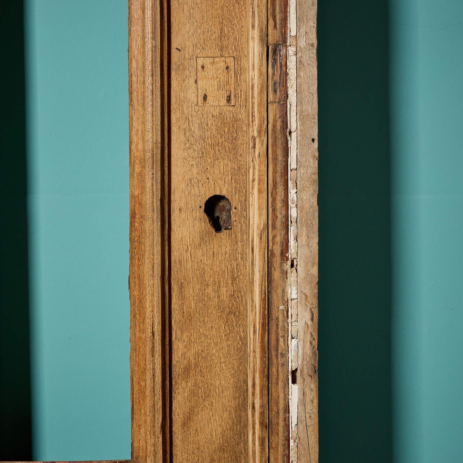 19th Century English Gothic Revival Oak Arched Exterior Door for Glazing For Sale