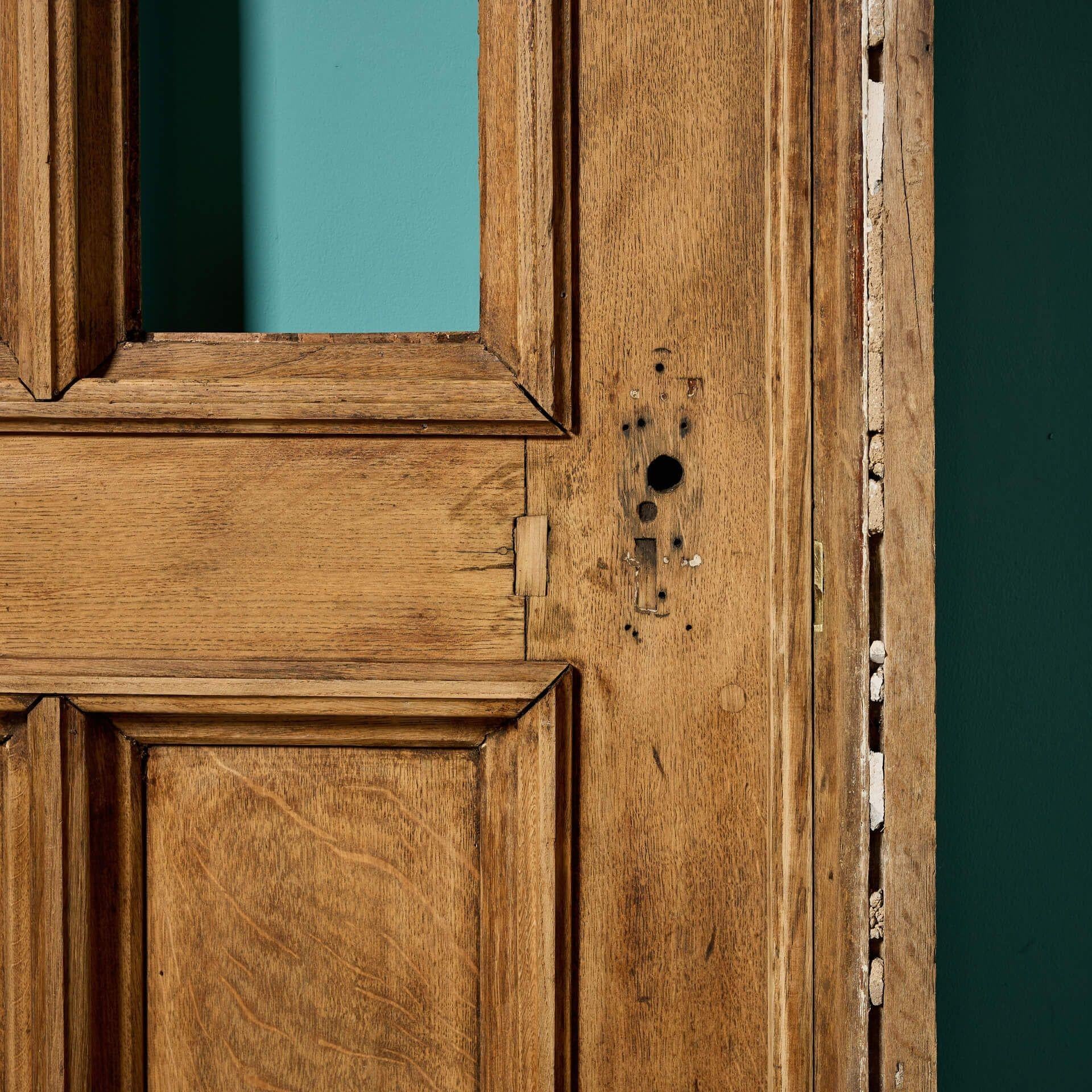 Wood English Gothic Revival Oak Arched Exterior Door for Glazing For Sale