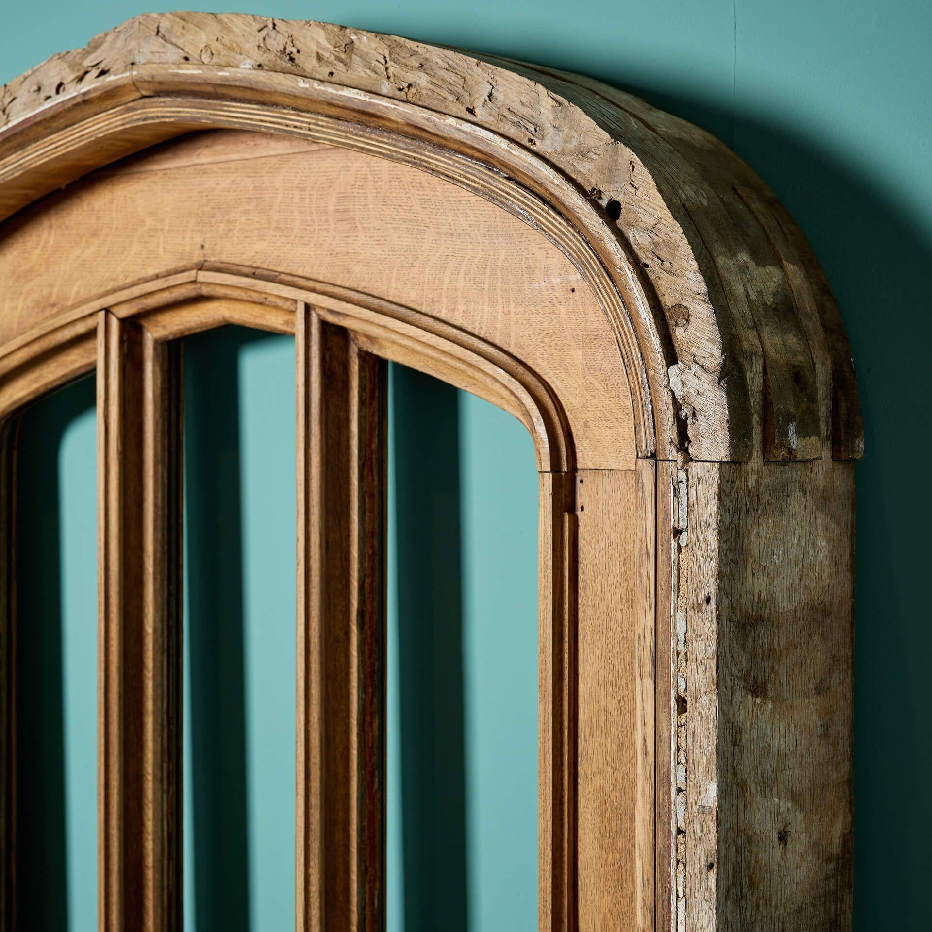 English Gothic Revival Oak Arched Exterior Door for Glazing For Sale 2