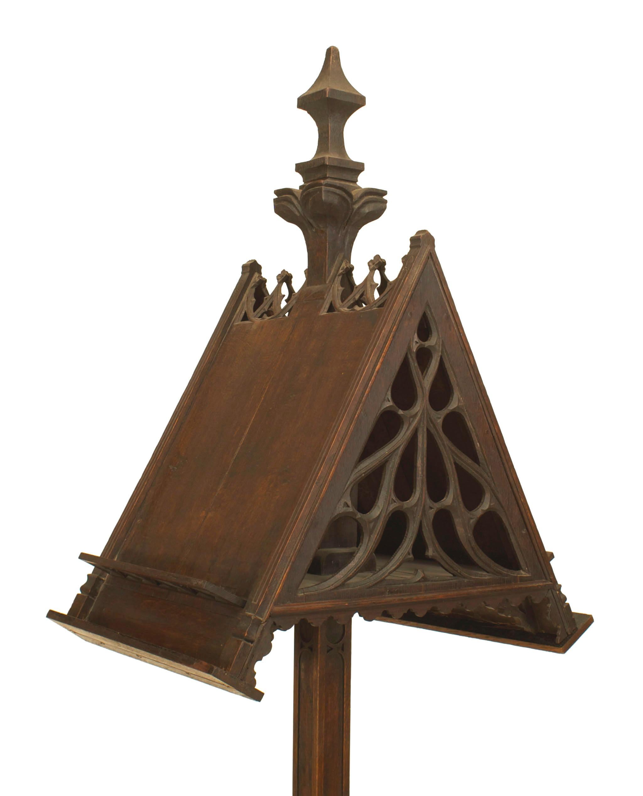 19th Century English Gothic Revival Oak Duet Stand For Sale