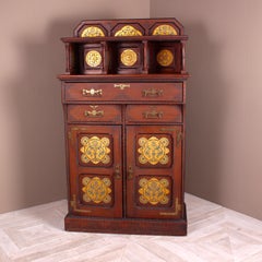 English Gothic Revival Stained Pine Cabinet with Gilded Decoration, circa 1870