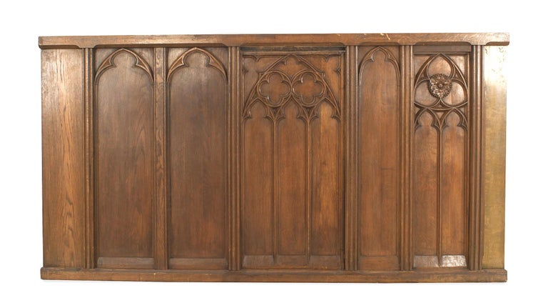 2 English Gothic Revival Oak Panel Railings For Sale at 1stDibs