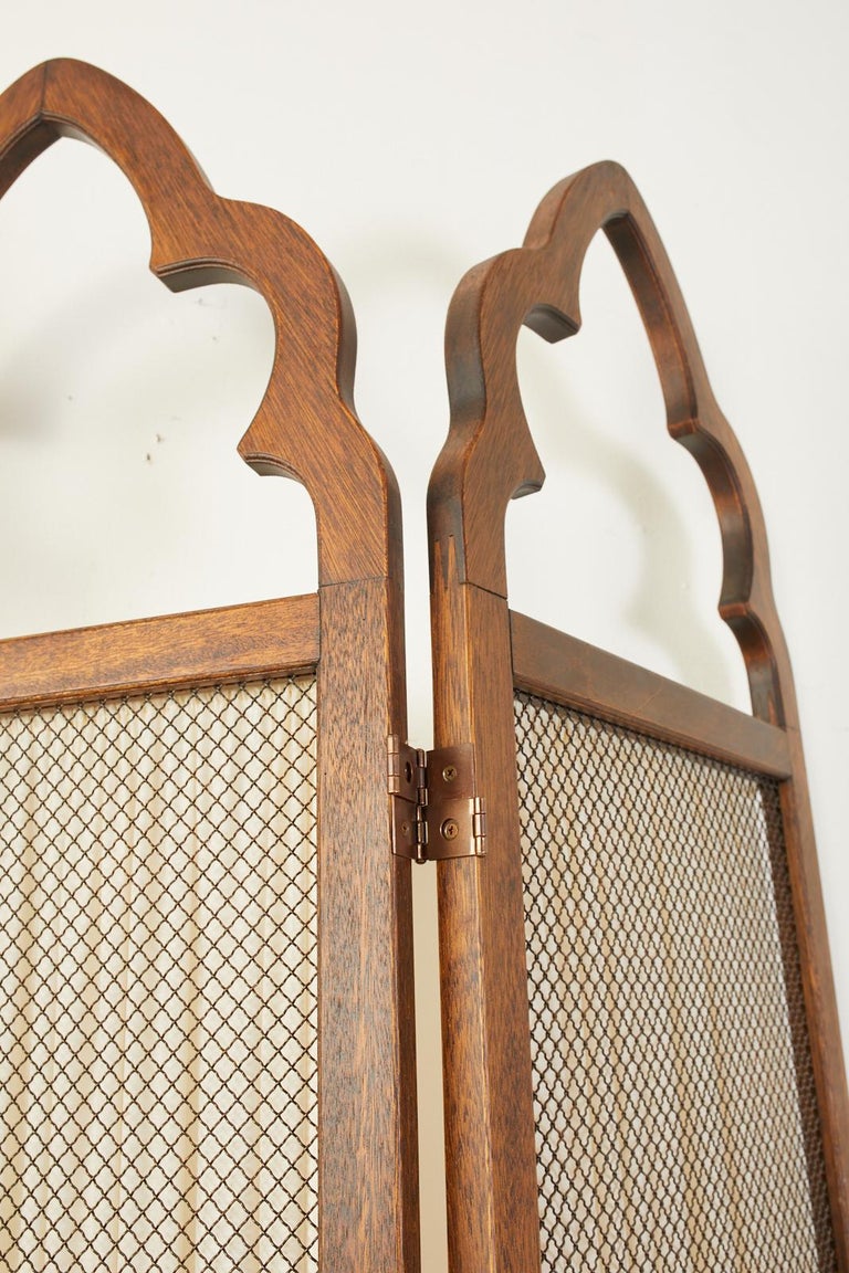 English Gothic Revival Style ThreePanel Oak Dressing Screen at 1stDibs