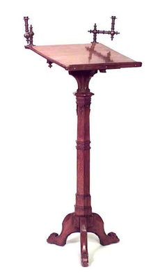 English Gothic Revival Wood Lectern, Yew, Hand-Crafted, Circa 1850, UK