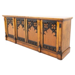 English Gothic Side Cabinet Sideboard Oak 1850