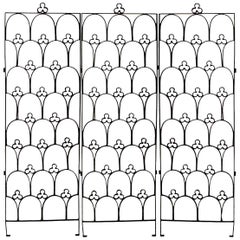English Gothic Style '19th-20th Century' Black Iron Three-Panel Gate