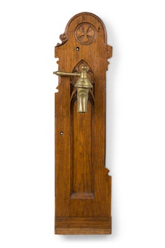 English Gothic Style Holy Water Bronze Faucet Oak Wall Plaques