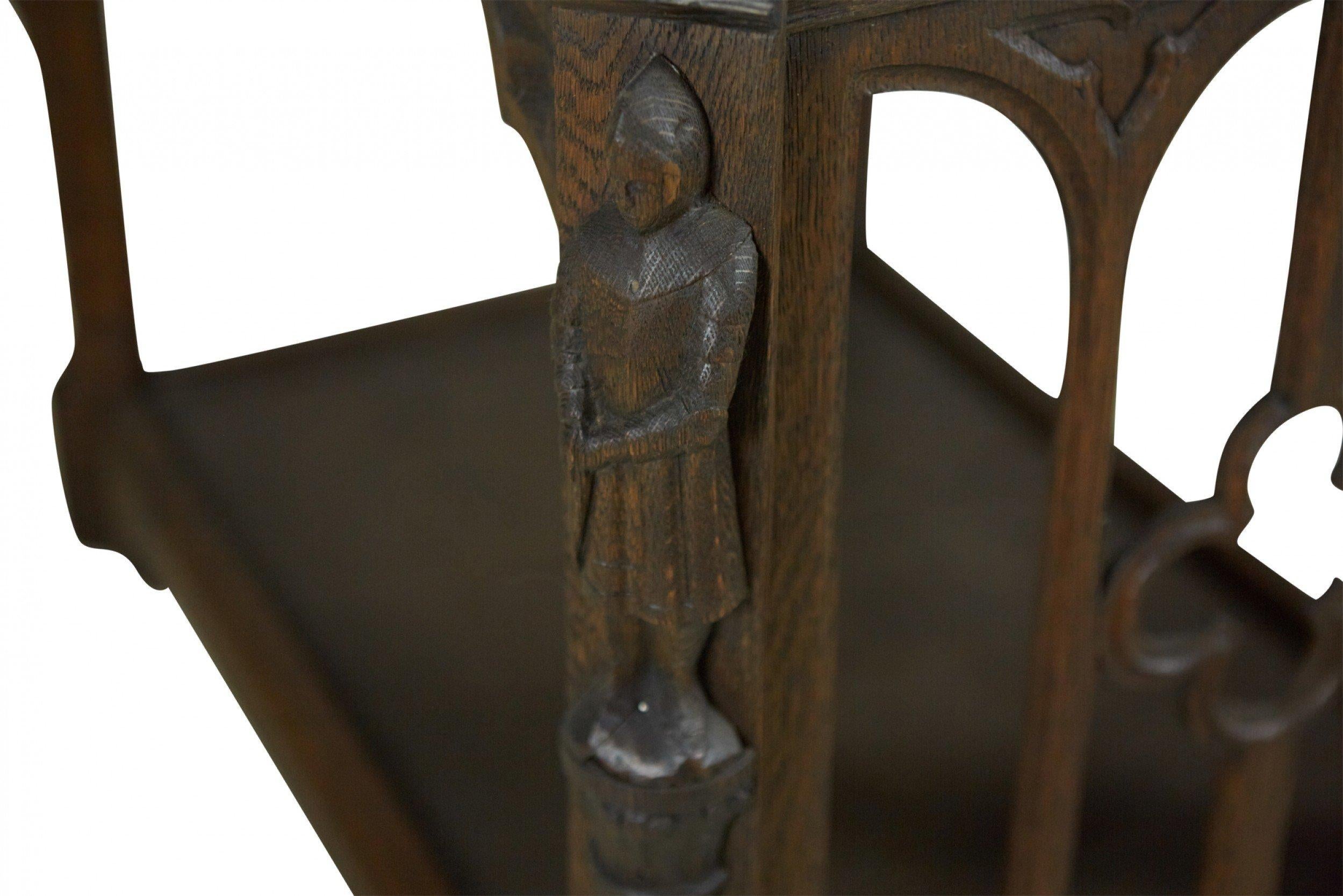 English Gothic Style Oak End Table For Sale 4
