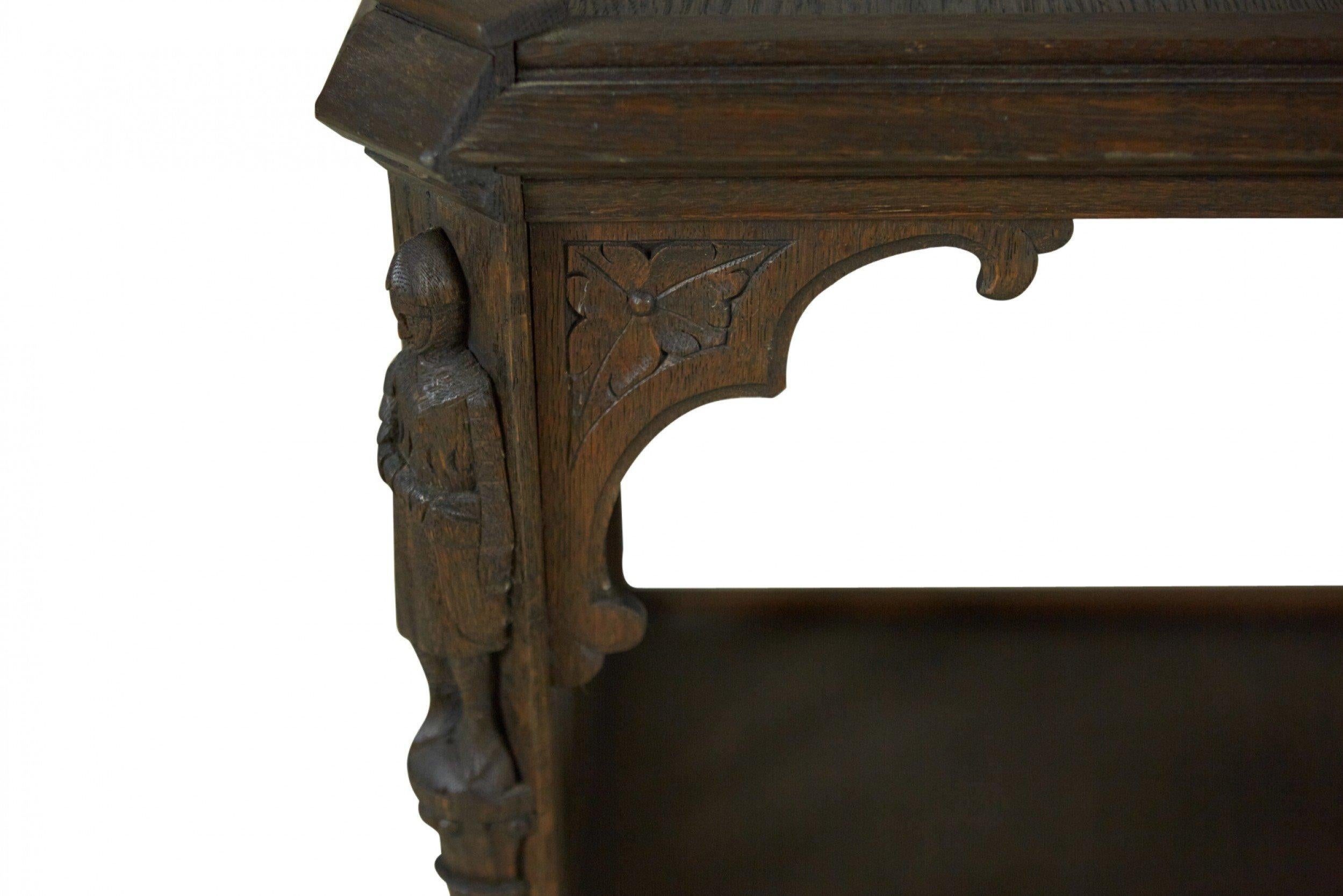 English Gothic Style Oak End Table For Sale 7