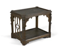 English Gothic Style Oak End Table