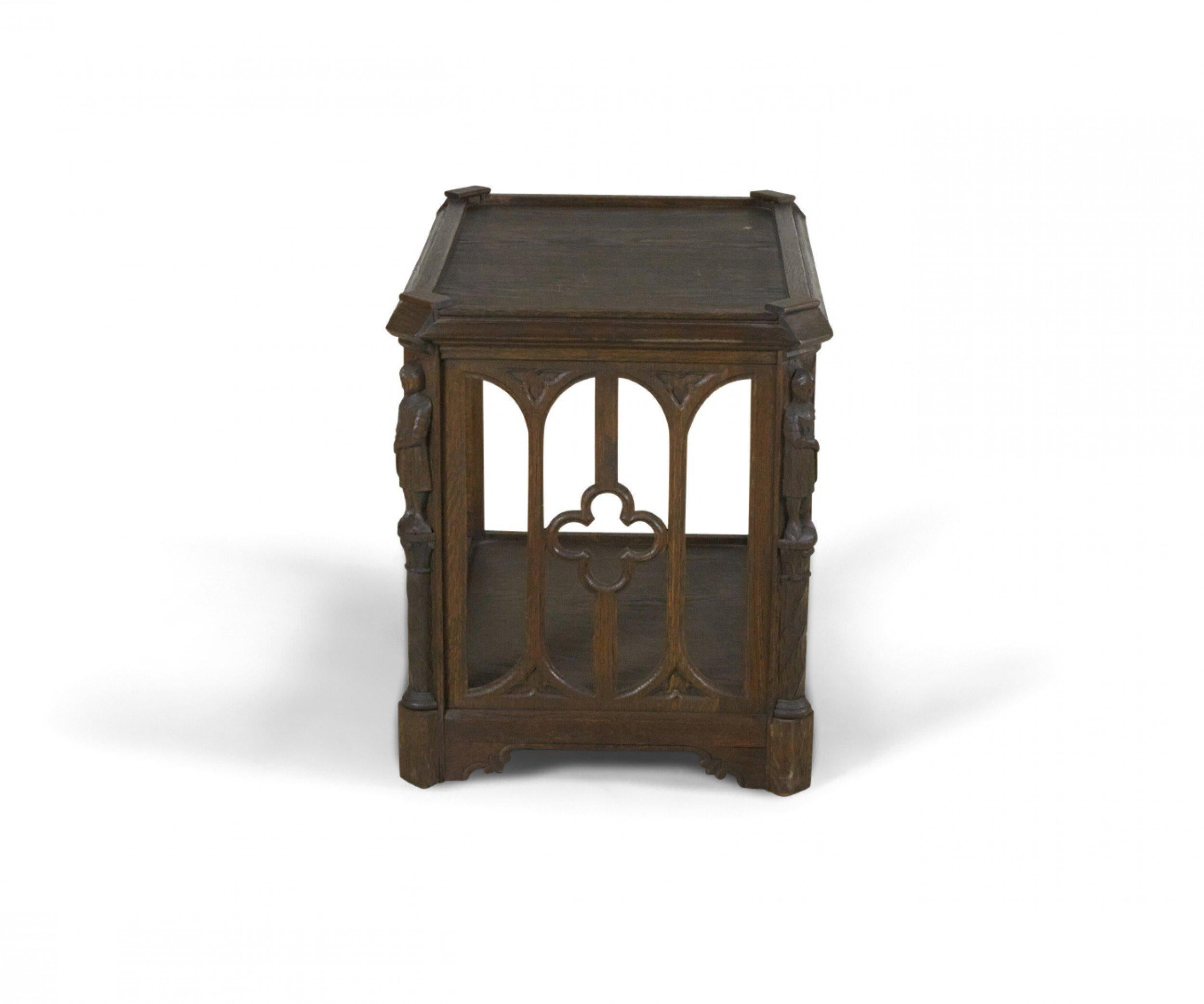 English Gothic Style Oak End Table For Sale 2