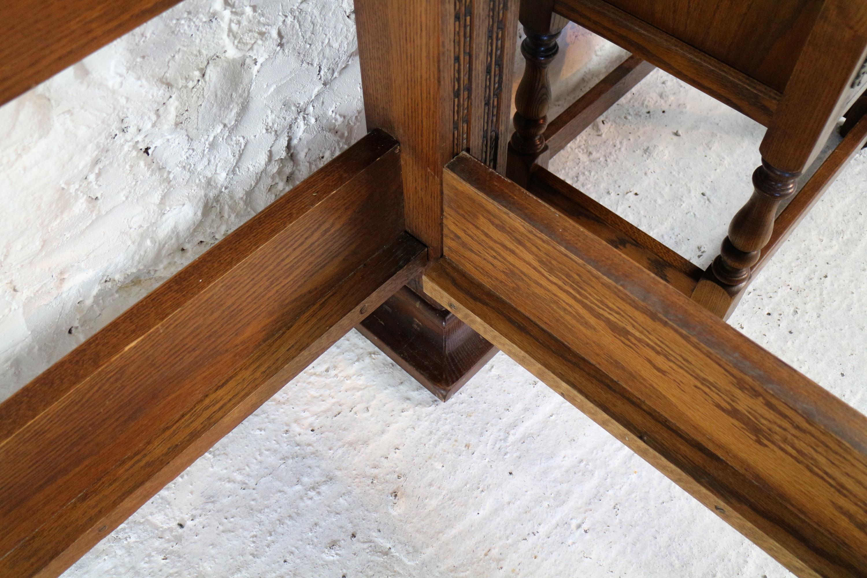 English Gothic/Tudor Style Oak Four-Poster Emperor Size Bed 13