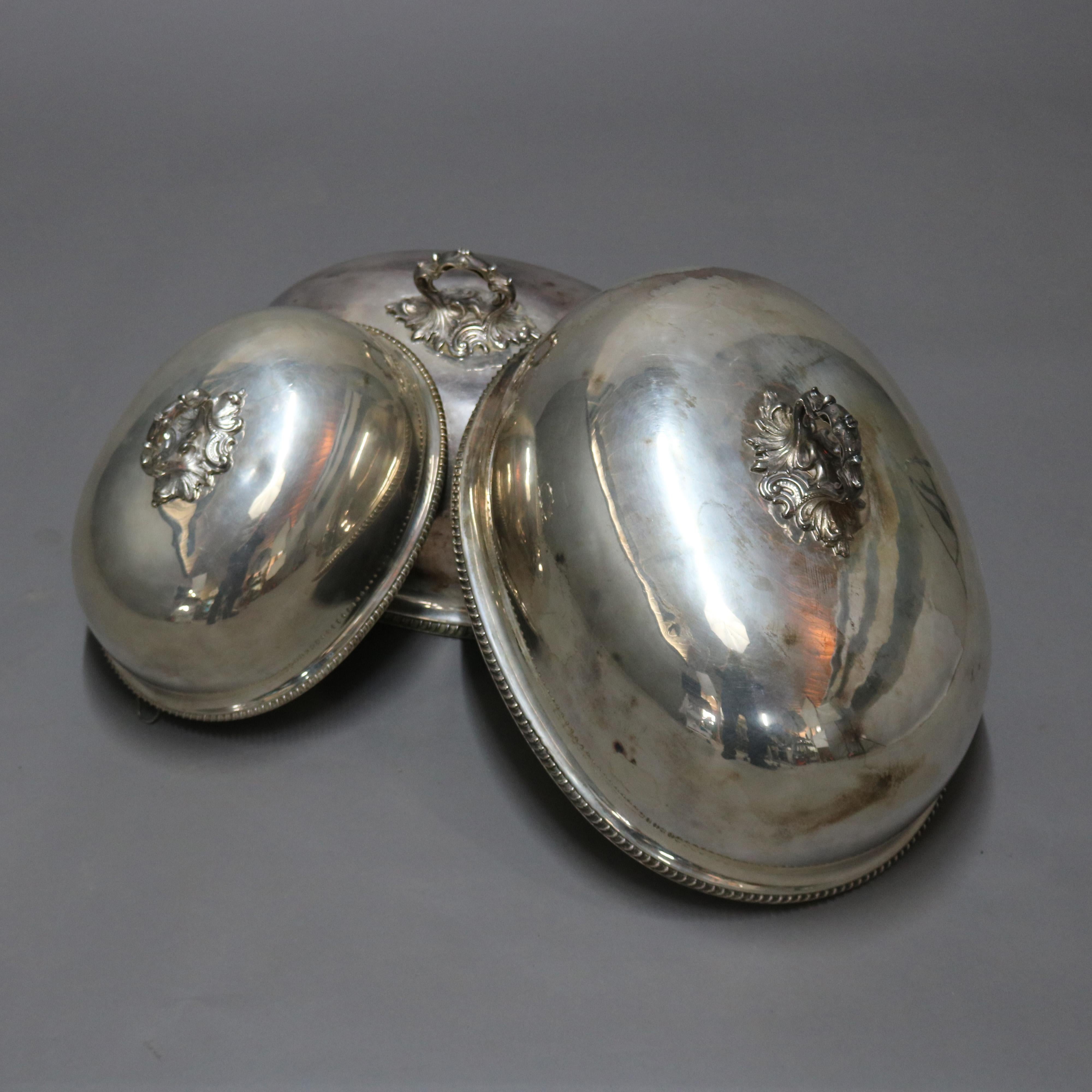Regency Graduated Set of Sheffield Silver Plate Cloche Serving Domes, 19th Century
