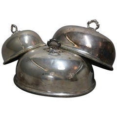 Graduated Set of Sheffield Silver Plate Cloche Serving Domes, 19th Century