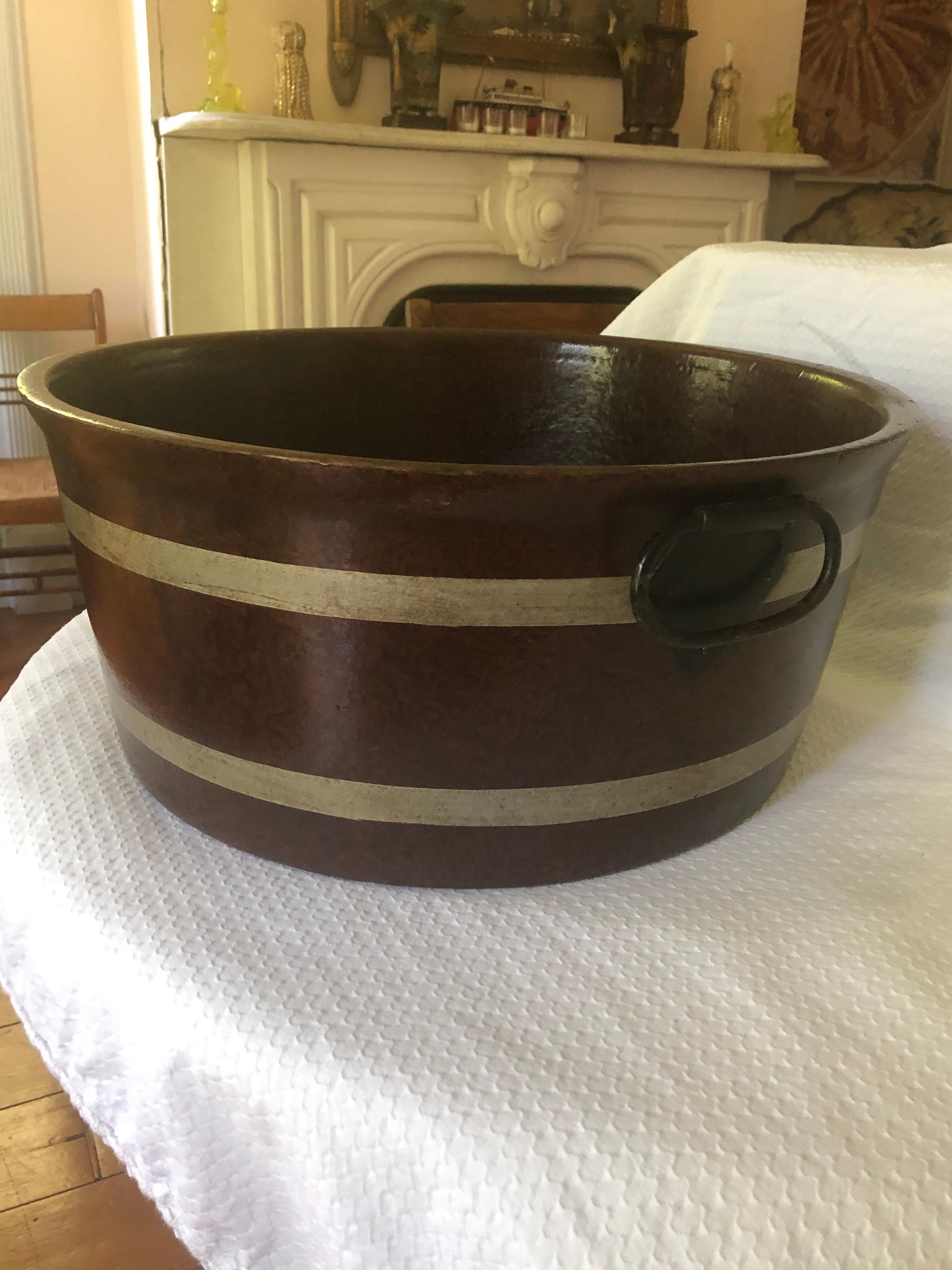 Victorian Papier Mâché English Grained Wood Tub For Sale