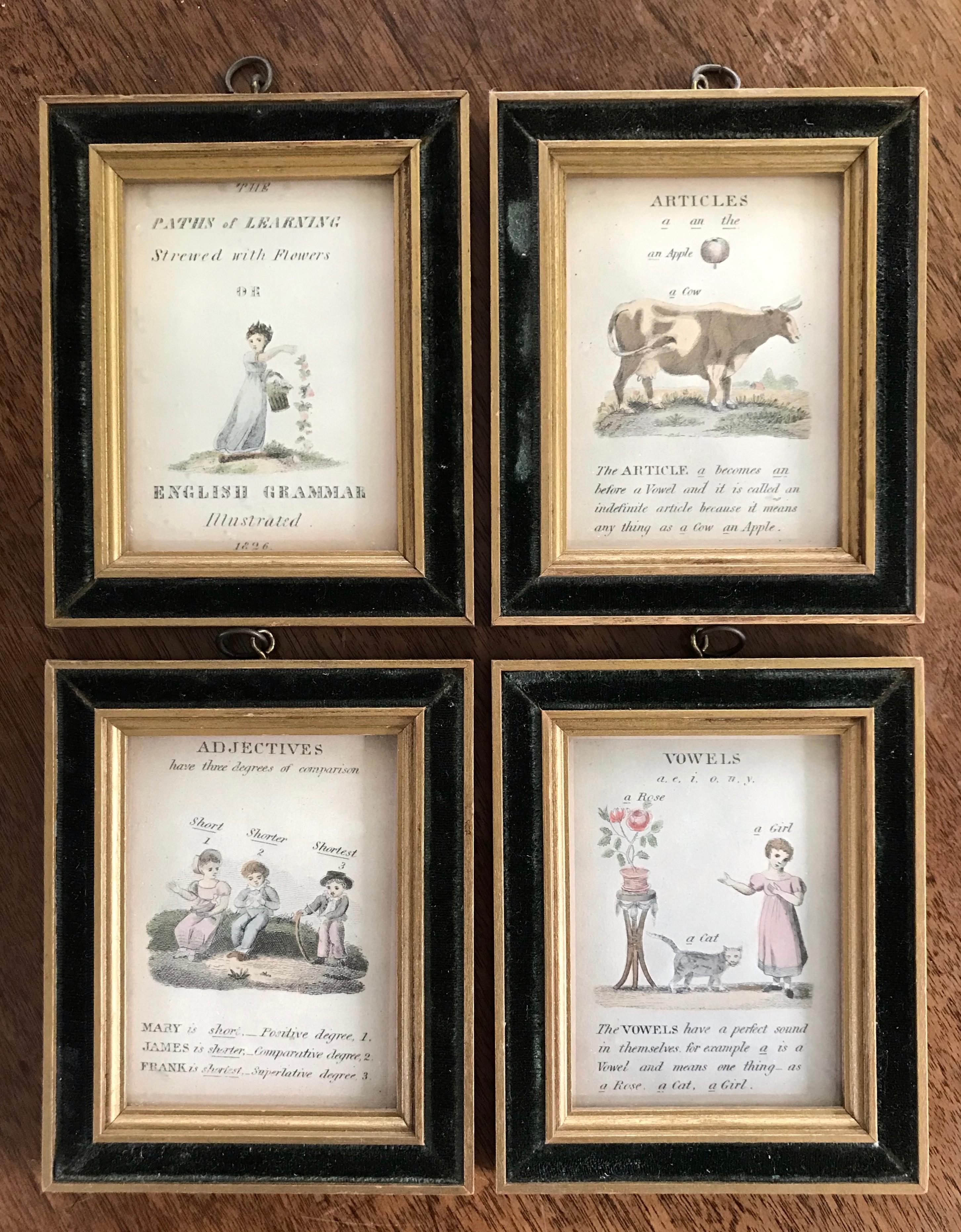 19th Century English Grammar Framed Illustrations