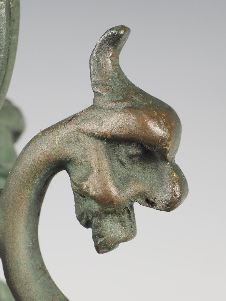 English Grand Antique Bronze Hall Lantern with Verdigris 3