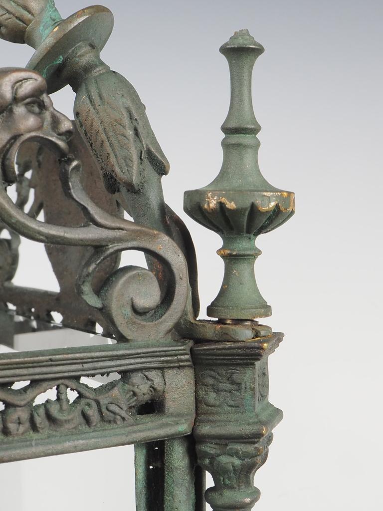 English Grand Antique Bronze Hall Lantern with Verdigris 4