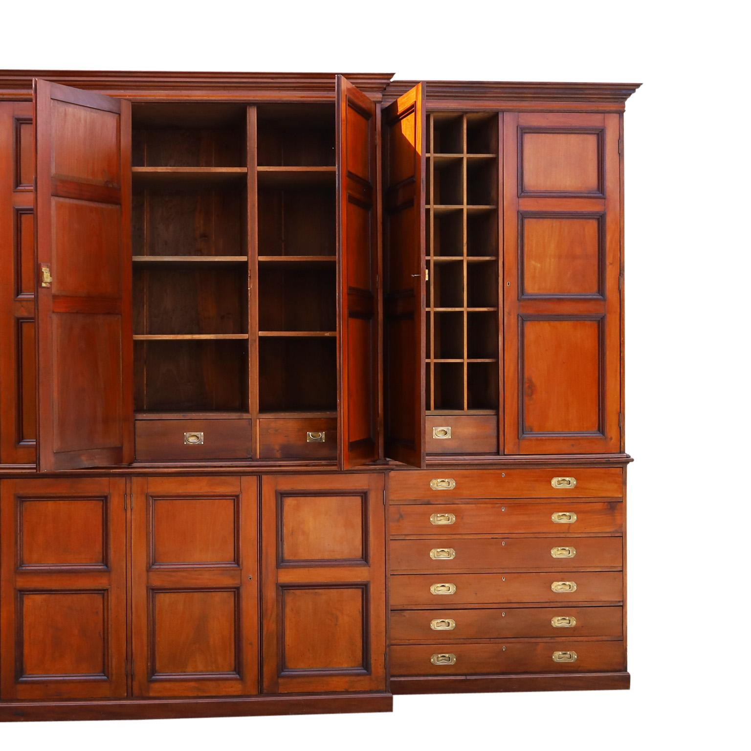 Mahogany English Grand Library Cabinet Bookcase For Sale