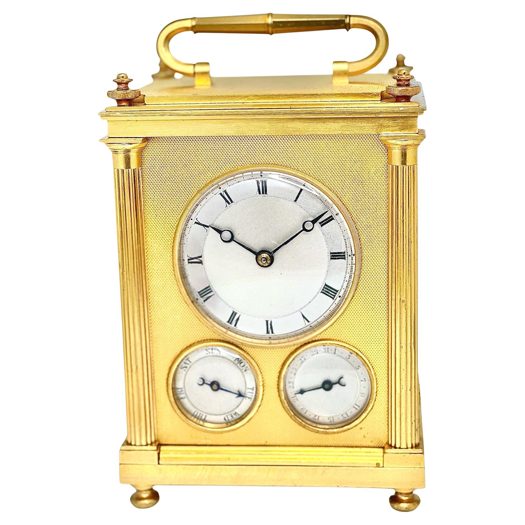 English Grande-Sonnerie Striking Calendrical Carriage Clock